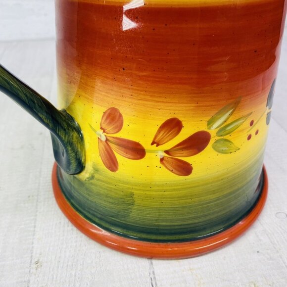 Corsica LA PROVINCE Red Blue Floral Band Dot Hand Paint Earthenware 80oz Pitcher